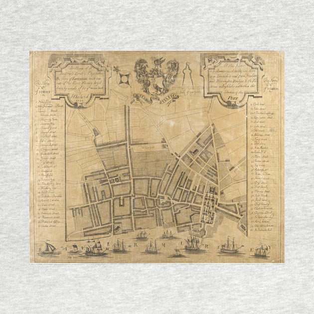 Vintage Map of Liverpool England (1725) by Bravuramedia